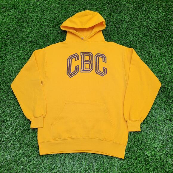 Vintage 80s JERZEES Hoodie Womens M/L 19x25 Yellow Arch USA - Picture 1 of 14